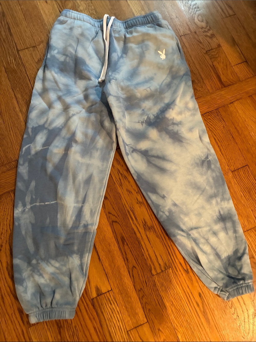 PLAYBOY Light and Medium Blue Tie-Dye Kids Joggers